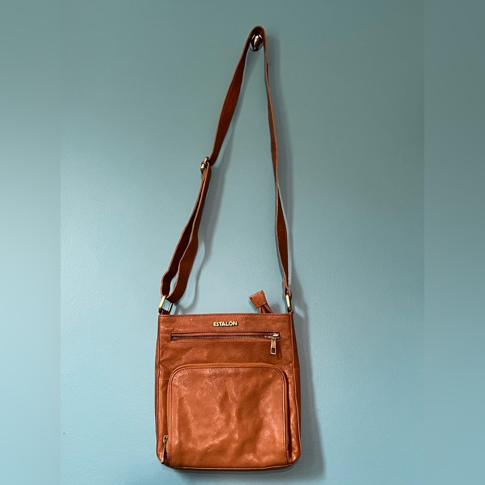 Estalon Tan Leather Crossbody Bag